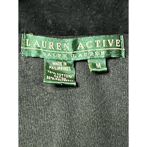 Lauren Ralph Lauren Active Black Velour Jacket Y2k Full Zip Crest Logo Women M - Picture 9 of 10